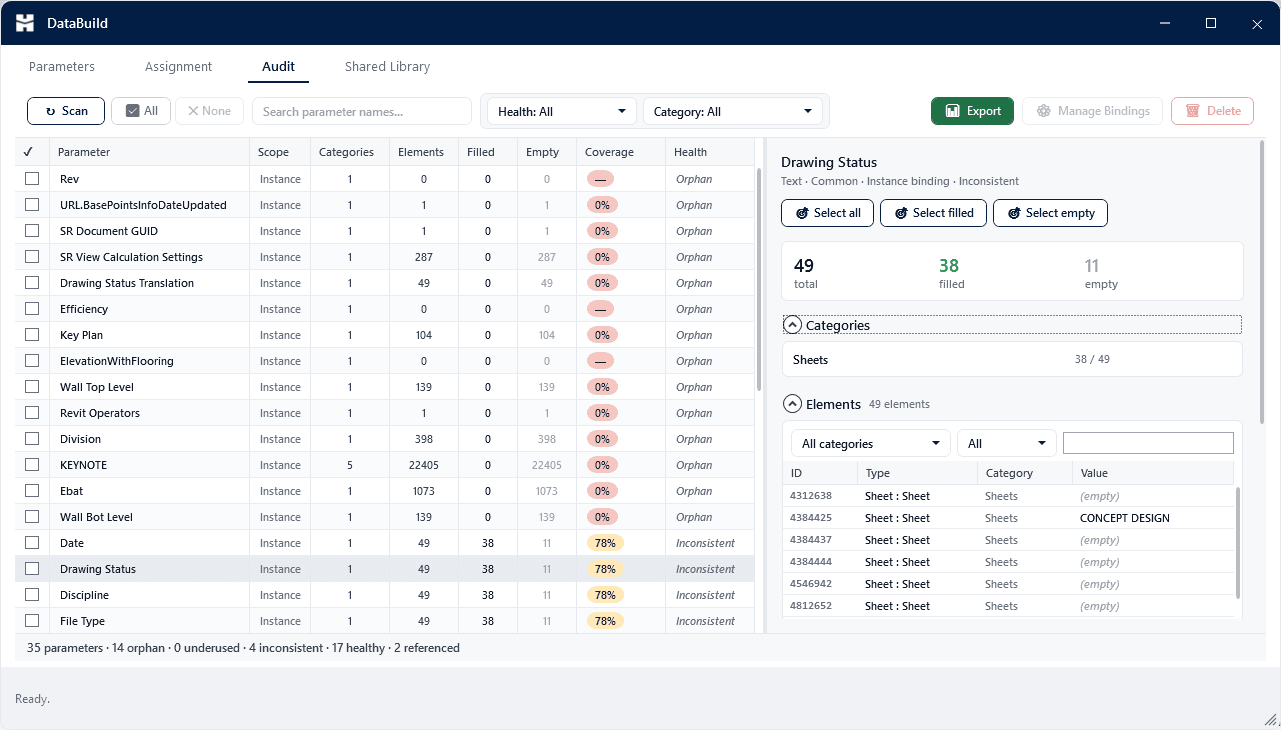 DataBuild — Create, edit, and bind parameters in one place.