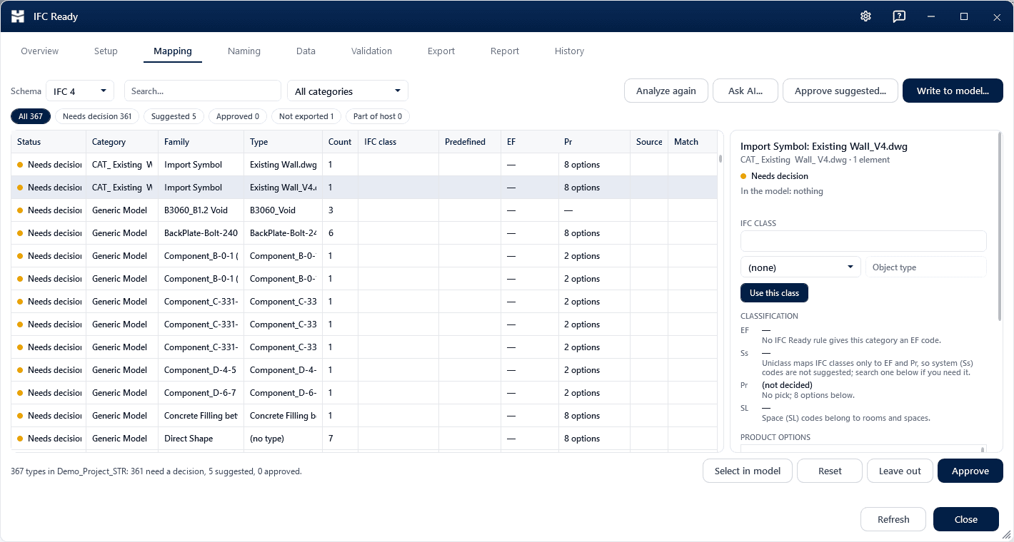 IFC Ready — Walk a model through everything an IFC handover asks for.