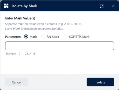 Isolate by Mark — Isolate rebars by Mark for focused review.