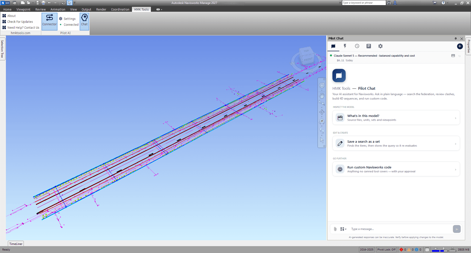 Pilot AI for Navisworks — Pilot AI inside Navisworks — in-app chat or over MCP.