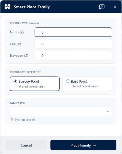 Smart Place — Place families at exact XYZ coordinates.