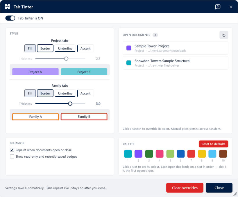 Tab Tinter — Color document tabs so you never edit the wrong file.