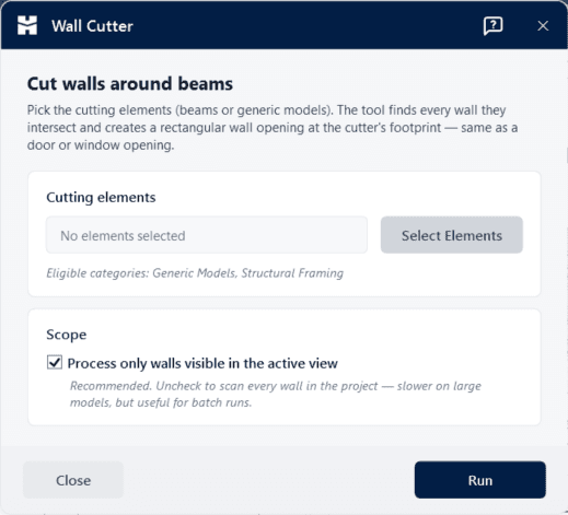 Wall Cutter — Cut wall openings around beams in one shot.